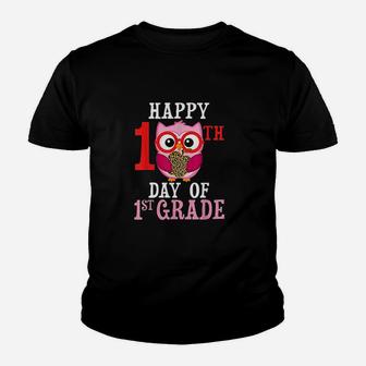 Happy 100th Day Of First Grade Owl Cute Teacher Student Girl Kid T-Shirt - Seseable