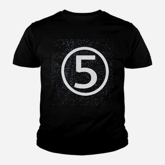 Happy Family Fifth Birthday Modern Circle Number Five Kid T-Shirt - Seseable