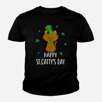 Happy St Cattys St Patricks Day Lucky Cat Love Gif Kid T-Shirt - Seseable