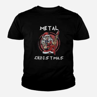 Heavy Metal Christmas Metalhead Santa Rock Horns Death Metal Kid T-Shirt - Seseable