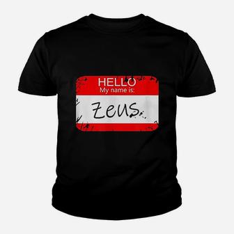 Hello My Name Is Zeus Funny Halloween Greek Gods Kid T-Shirt - Seseable