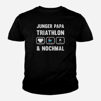Herren Junger Papa Triathlon Geschenk Werdender Papa Kinder T-Shirt - Seseable