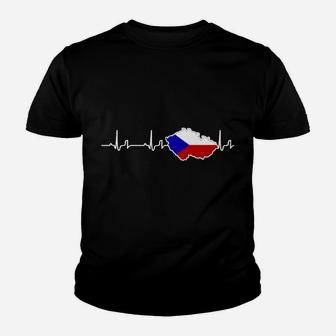Herren Kinder Tshirt Herzfrequenz & Tschechische Flagge, Patriotisches Design - Seseable