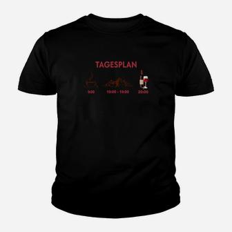 Herren Kinder Tshirt Tagesplan Aufdruck, Lustiges Hobby Motiv Schwarz - Seseable