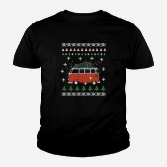 Hipster-Van Weihnachtsedition Kinder Tshirt, Ugly-Sweater-Look - Seseable
