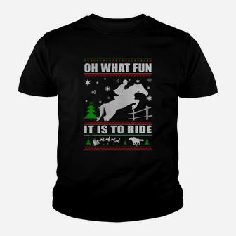 Horse Christmas Oh What Fun It Is To Ride Kid T-Shirt - Seseable