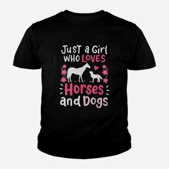 Horse Just A Girl Who Loves Horses And Dogs Kid T-Shirt - Seseable