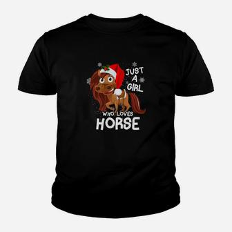 Horse Lover Xmas Gift Just A Girl Who Loves Horse Kid T-Shirt - Seseable