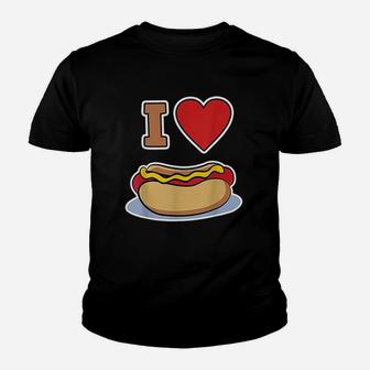 Hot Dog Design I Love Hot Dog Kid T-Shirt - Seseable