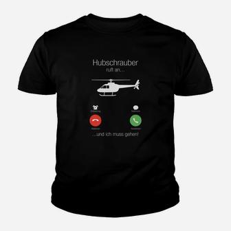 Hubschrauber Ruft an Kinder Tshirt, Lustiges Design für Piloten - Seseable