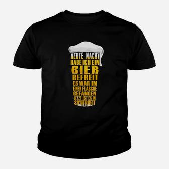 Humorvolles Bierfreunde Kinder Tshirt Bier befreit Spruch, Schwarz - Seseable