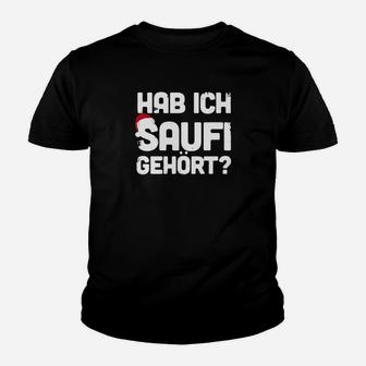 Humorvolles Schwarzes Kinder Tshirt Hab ich Saufi gehört?, Lustiges Party-Kinder Tshirt - Seseable