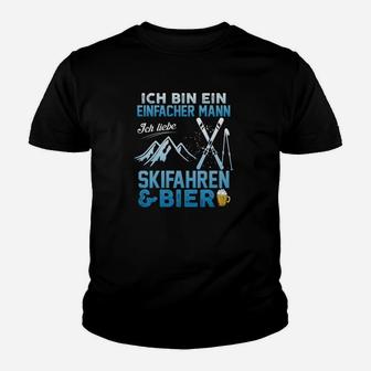 Humorvolles Skifahrer Kinder Tshirt, Herren, Liebe Skifahren & Bier - Seseable