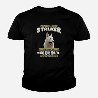 Hund Persönlicher Stalker Schwarzes Kinder Tshirt, Lustige Spruchbekleidung - Seseable