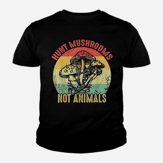 Hunt Mushrooms Not Animals Vintage Mushrooms Vegetarian Gift Kid T-Shirt - Seseable