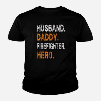 Husband Daddy Firefighter Kid T-Shirt - Seseable