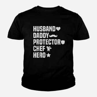 Husband Daddy Protector, dad birthday gifts Kid T-Shirt - Seseable