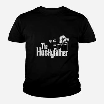 Husky Father Dog Dad Puppy Paw Print Fun Animal Fathers Day Kid T-Shirt