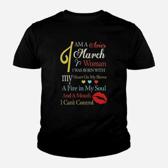 I Am A Aries March Woman Retro Zodiac Signs Kid T-Shirt | Seseable CA