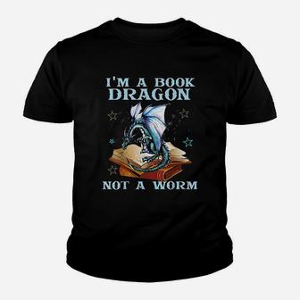 I Am A Book Dragon Not A Worm Funny Dragons Lovers Kid T-Shirt - Seseable