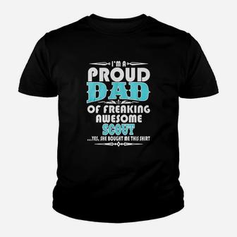 I Am A Proud Dad Of A Freaking Awesome Scout White Kid T-Shirt - Seseable