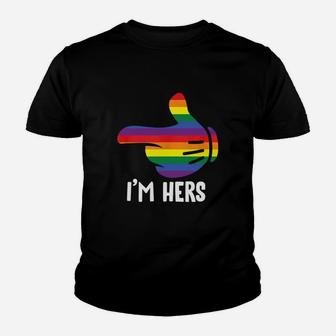 I Am Hers Rainbow Lesbian Couple Funny Lgbt Pride Matching Kid T-Shirt - Seseable