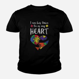 I Am His Voice Mom Dad Family Autistic Kids Awareness Kid T-Shirt - Seseable