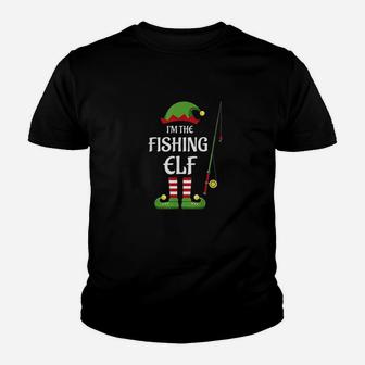 I Am The Fishing Elf Family Matching Group Christmas Gift Kid T-Shirt - Seseable