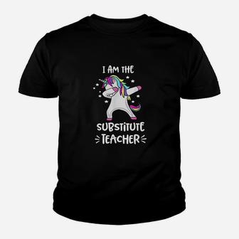 I Am The Substitute Teacher Dabbing Unicorn Substitute Kid T-Shirt - Seseable