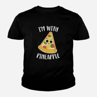 I Am With Pineapple Funny Halloween Pineapple Pizza Couple Kid T-Shirt - Seseable