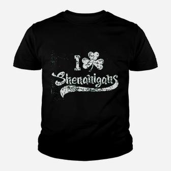 I Clover Shenanigans Funny Irish Pride Shamrock St Patricks Day Kid T-Shirt - Seseable