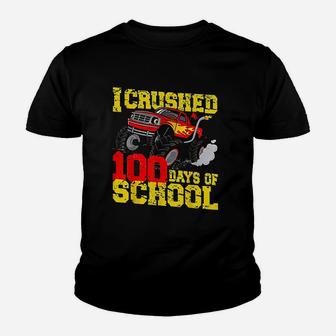 I Crushed 100 Days Of School Monster Truck Teacher Kids Boys Kid T-Shirt - Seseable