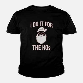I Do It For The Hos Funny Christmas Hipster Santa Kid T-Shirt - Seseable