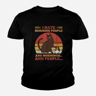 I Hate Morning People And Mornings And People Cat Kid T-Shirt - Seseable