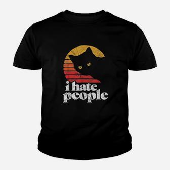 I Hate People Funny Vintage Style Cat Retro Kid T-Shirt - Seseable