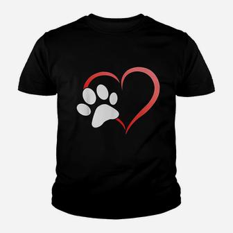 I Heart Love Dogs Cats Paw Kid T-Shirt - Seseable