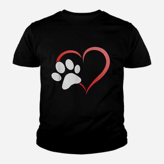 I Heart Love Dogs Cats Paw Print Kid T-Shirt - Seseable