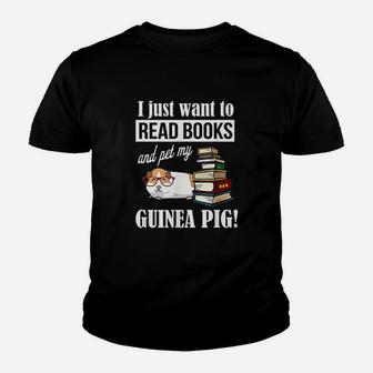I Just Want To Read Books And Pet My Guinea Pig Kid T-Shirt - Seseable
