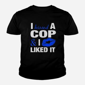 I Kissed A Cop Funny Police Officers Wife Girlfriend Gift Kid T-Shirt - Seseable