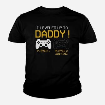 I Leveled Up To Daddy New Gamer Dad Gifts Kid T-Shirt - Seseable