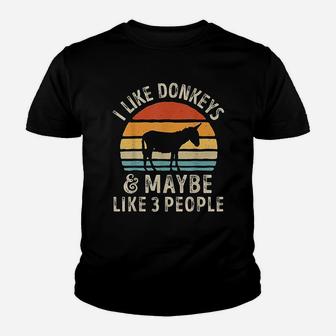 I Like Donkeys And Maybe Like 3 People Donkey Lover Kid T-Shirt - Seseable