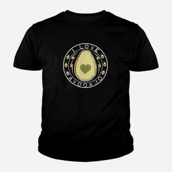 I Love Avocado Herz-Design Schwarzes Kinder Tshirt für Avocado-Liebhaber - Seseable