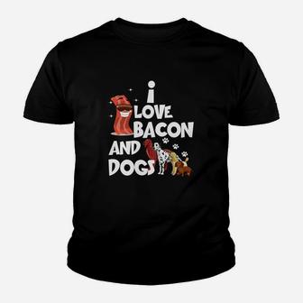 I Love Bacon And Dogs Funny s Sweet Dogs s Kid T-Shirt - Seseable