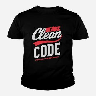 I Love Clean Code Entwickler Kinder Tshirt, Programmierer Tee in Schwarz - Seseable