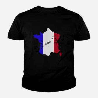 I Love July France Flag Art Kid T-Shirt - Seseable