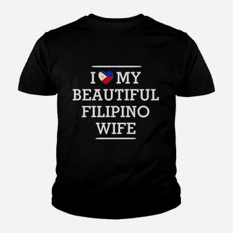 I Love My Beautiful Filipino Wife Flag Heart Kid T-Shirt - Seseable