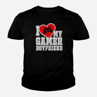 I Love My Gamer Boyfriend Husband Engagement Gift Kid T-Shirt - Seseable