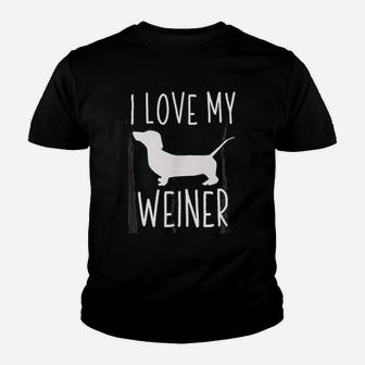 I Love My Weiner Funny Weiner Dog Gift Kid T-Shirt - Seseable