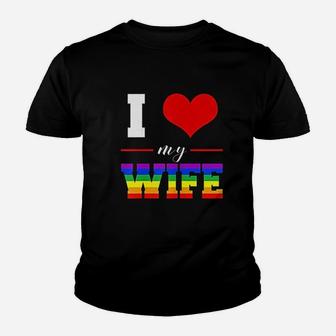 I Love My Wife Lgbt Lesbian Gay Pride Rainbow Kid T-Shirt - Seseable