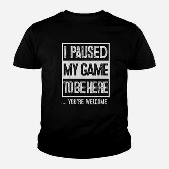 I Paused My Game To Be Here Computer Game Kid T-Shirt - Seseable
